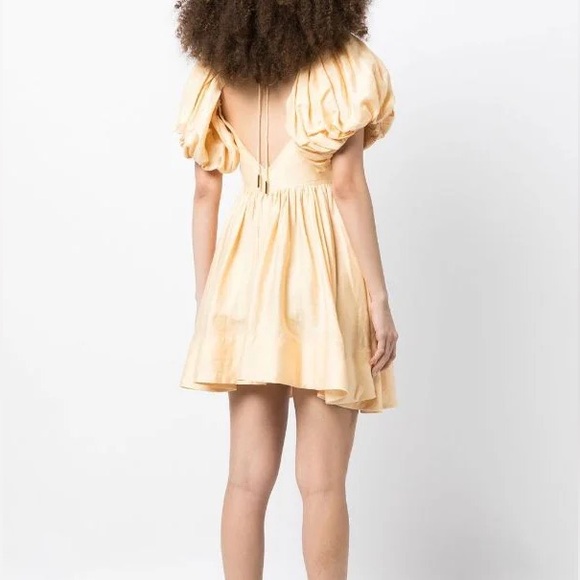 Acler Yellow Flared Mini Dress with Puff Sleeve US 4 - Picture 5 of 5